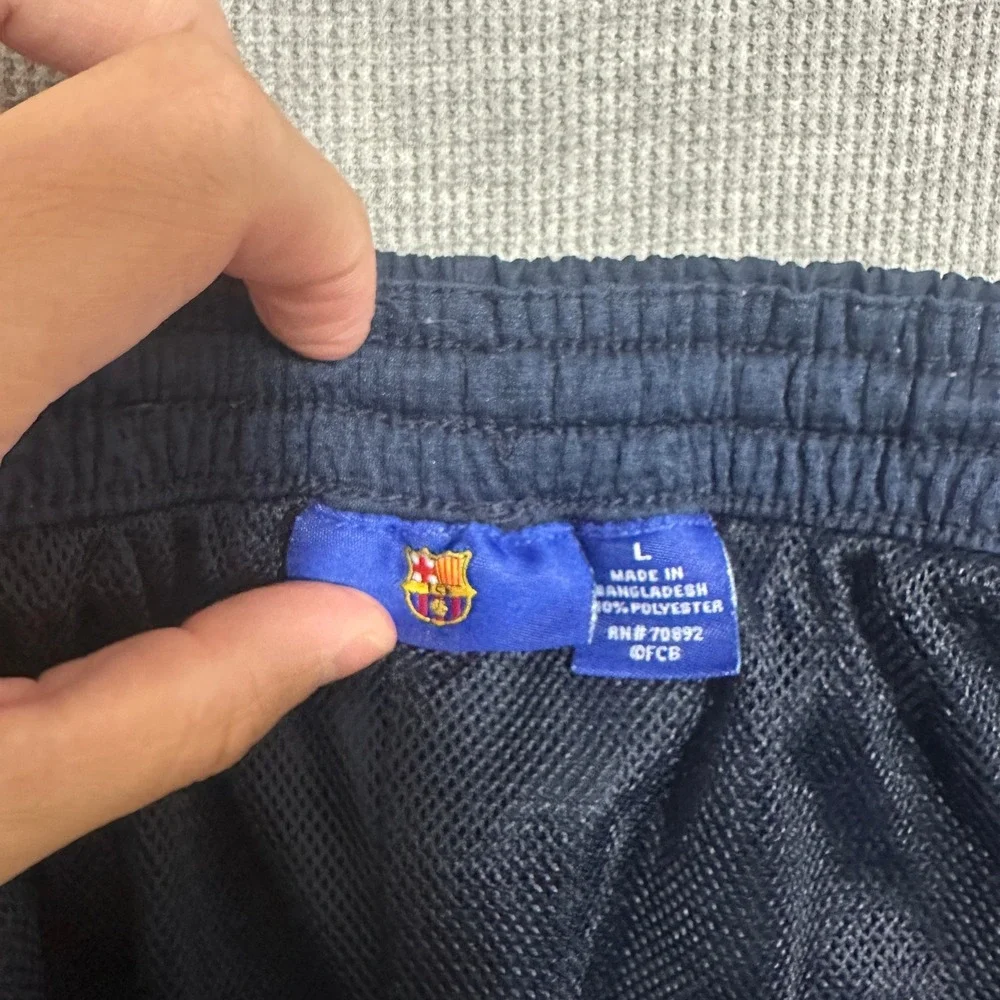 FC Barcelona Navy Blue Soccer Track Pants Mesh Lined Ankle Zip FCB Mens Large